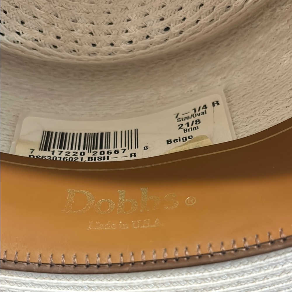 Cream Panama Hat with Flat Brim and Rounded Crown - Picture 4 of 6